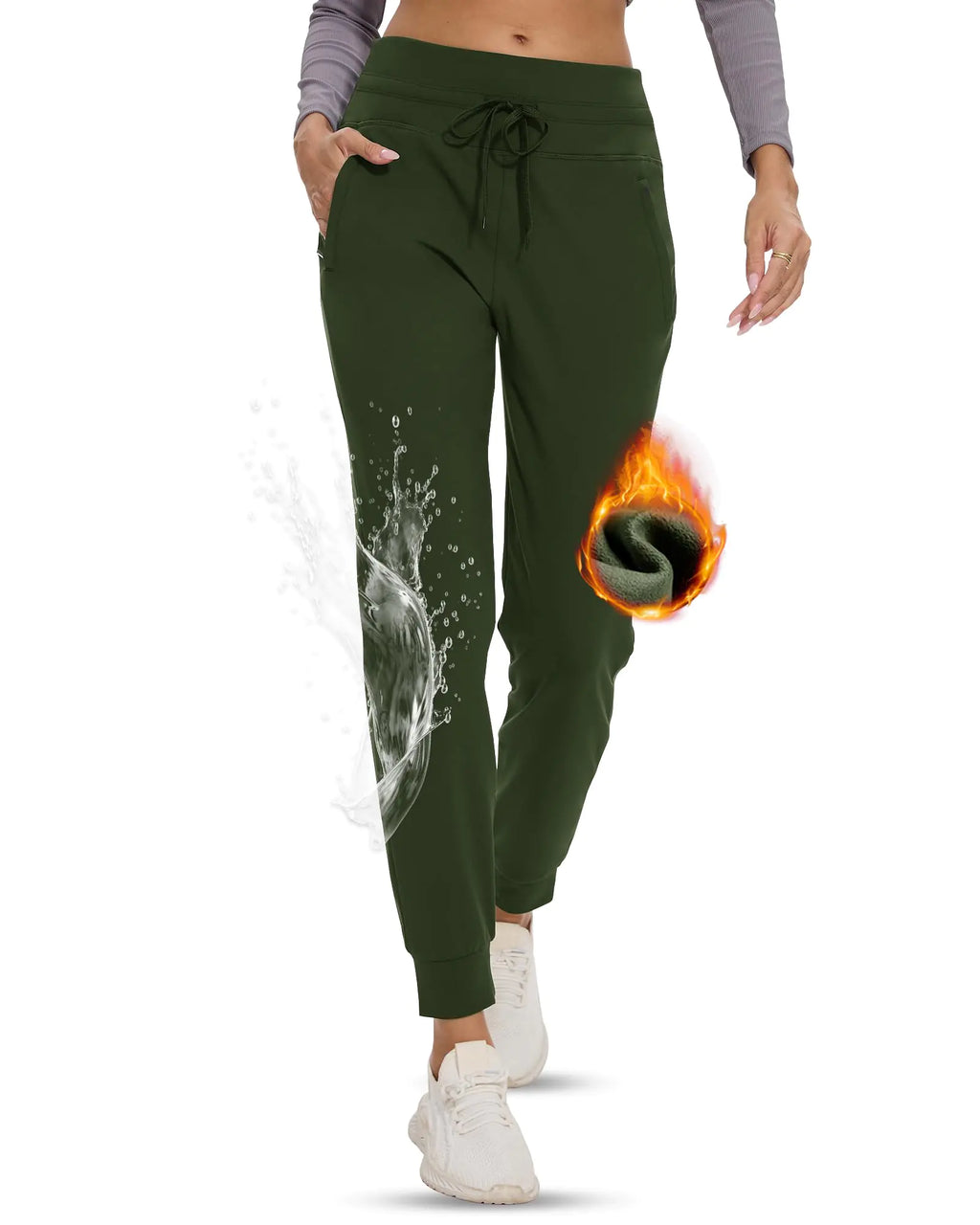 FrostGuard Women's Fleece Joggers with Zip Pockets