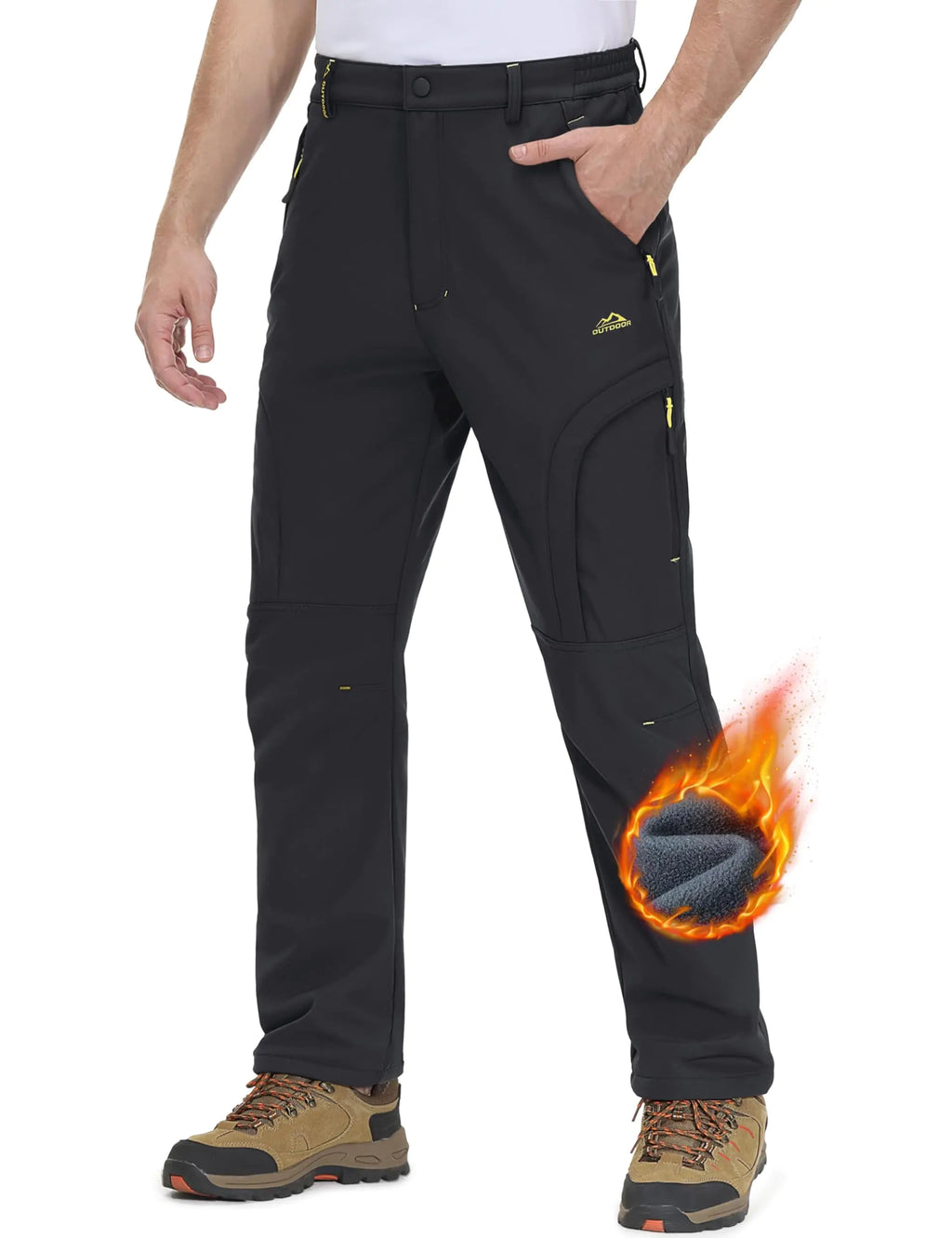 MAGCOMSEN Men's Waterproof Winter Fleece Pants