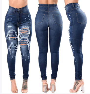 Chic Ripped High-Waist Jeans