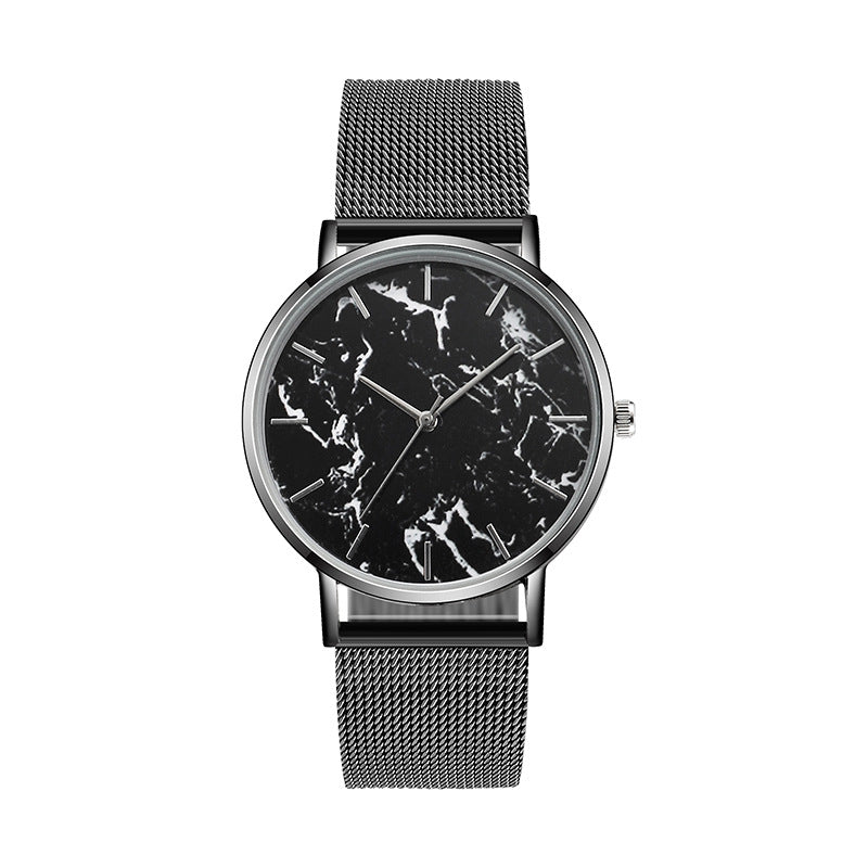 Rose Gold Mesh Band; Marble Wrist Watch Luxury  Quartz