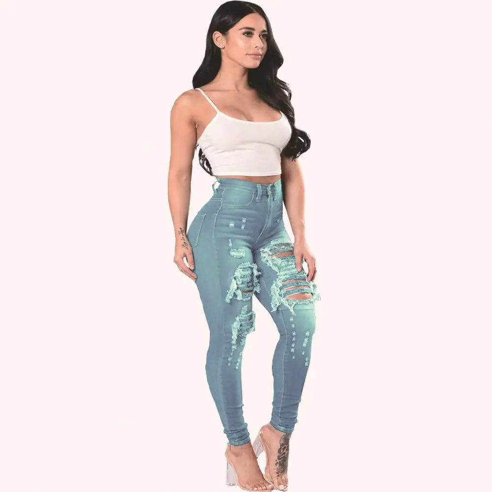 Chic Ripped High-Waist Jeans