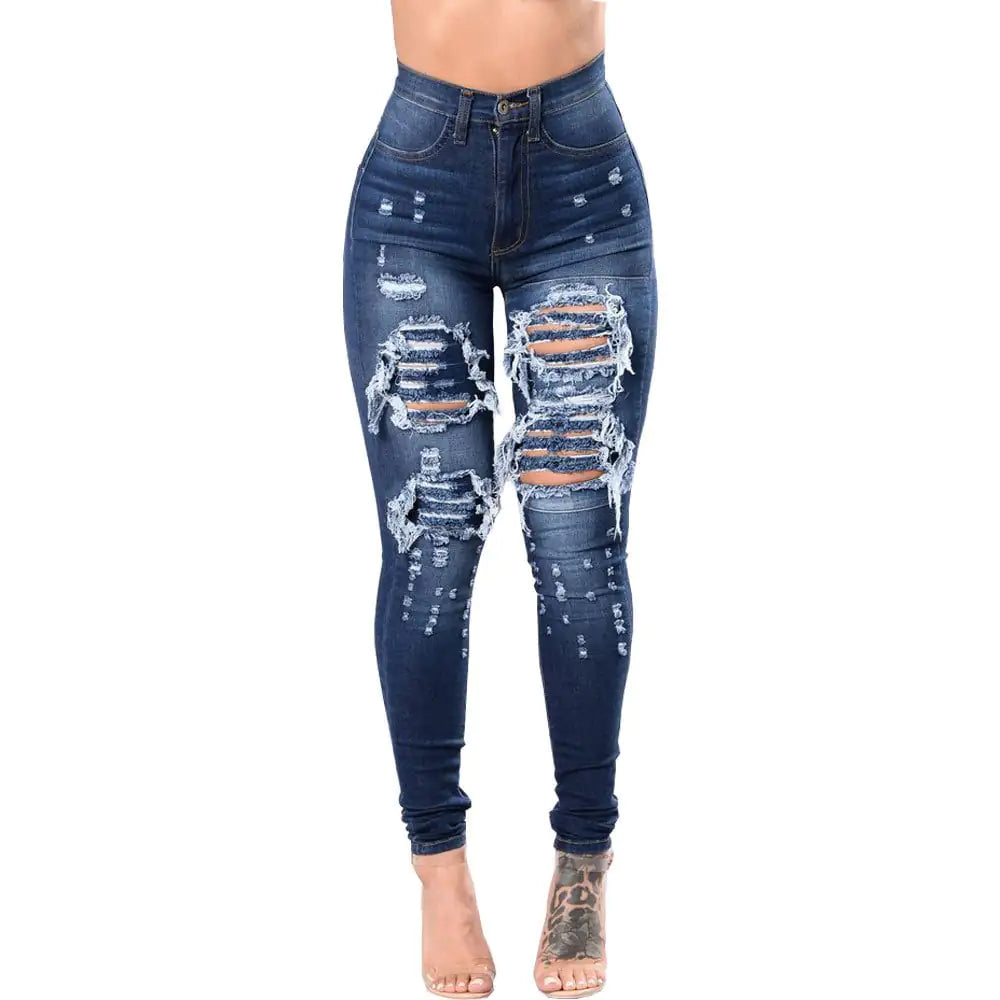 Chic Ripped High-Waist Jeans